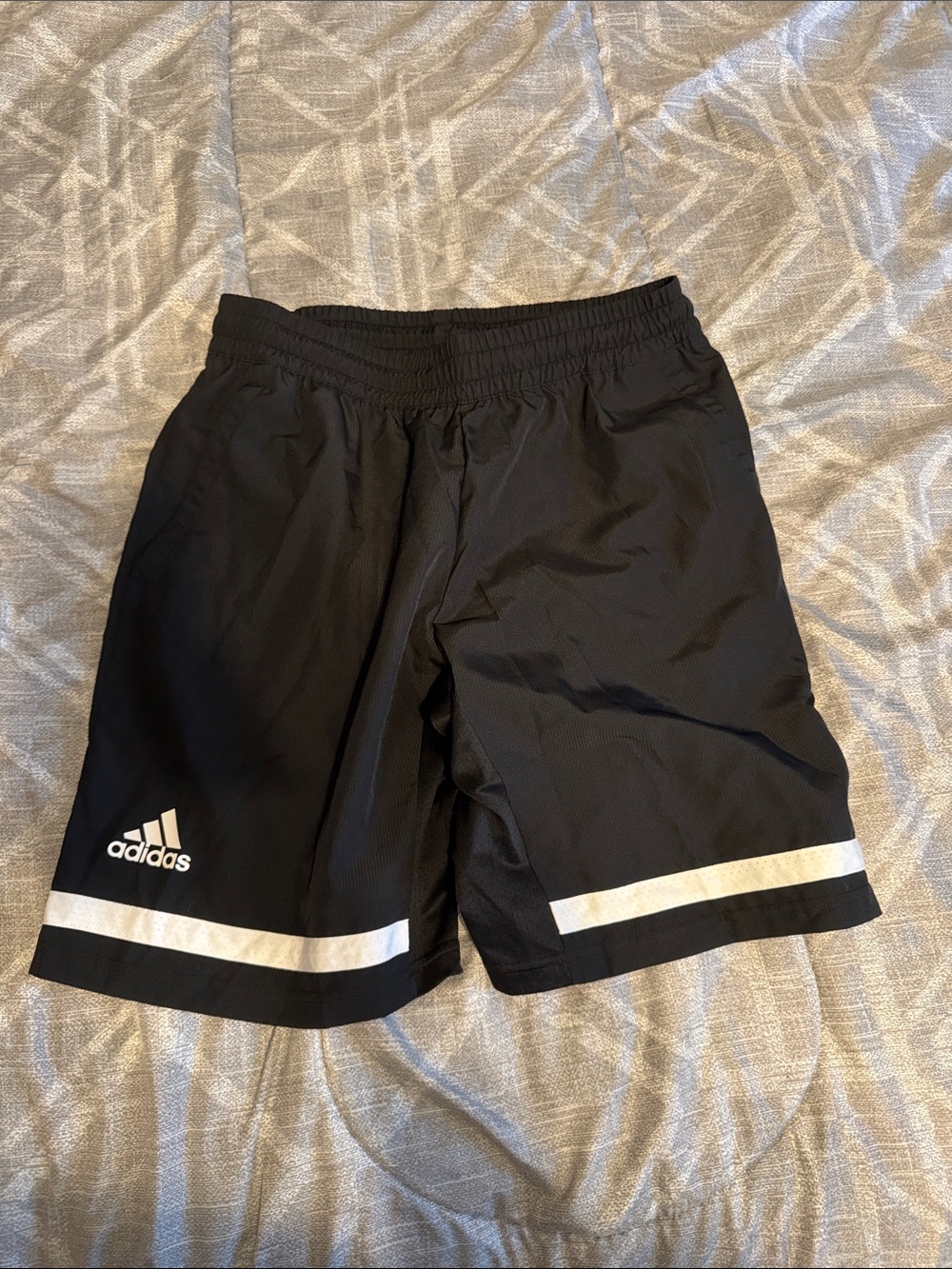 adidas Black Athletic Shorts with White Stripe